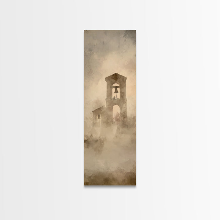 Silent Bell Tower | Framed Canvas Print | Skinny Art | Christian Art Canvas | Christian Christmas Art | Christian Painting | Jesus Art