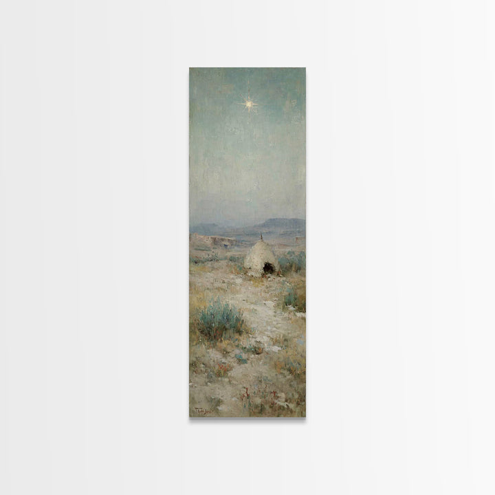 Bethlehem Dawn Glow, Framed Canvas Print, Skinny Art, Christian Art Canvas, Christian Christmas Art, Christian Painting, Christian Wall Art