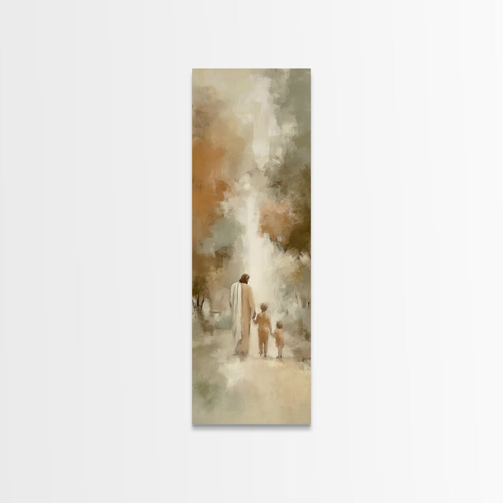 Walk In His Peace | Framed Canvas Print | Narrow Art | Christian Art Canvas | Jesus Painting | Christian Wall Art | Christian Art