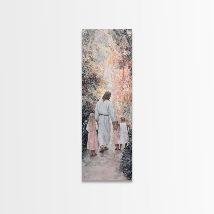 In His Garden – Framed Canvas Print – Narrow Art – Christian Painting – Jesus Art Print – Christian Art Canvas – Christian Wall Art