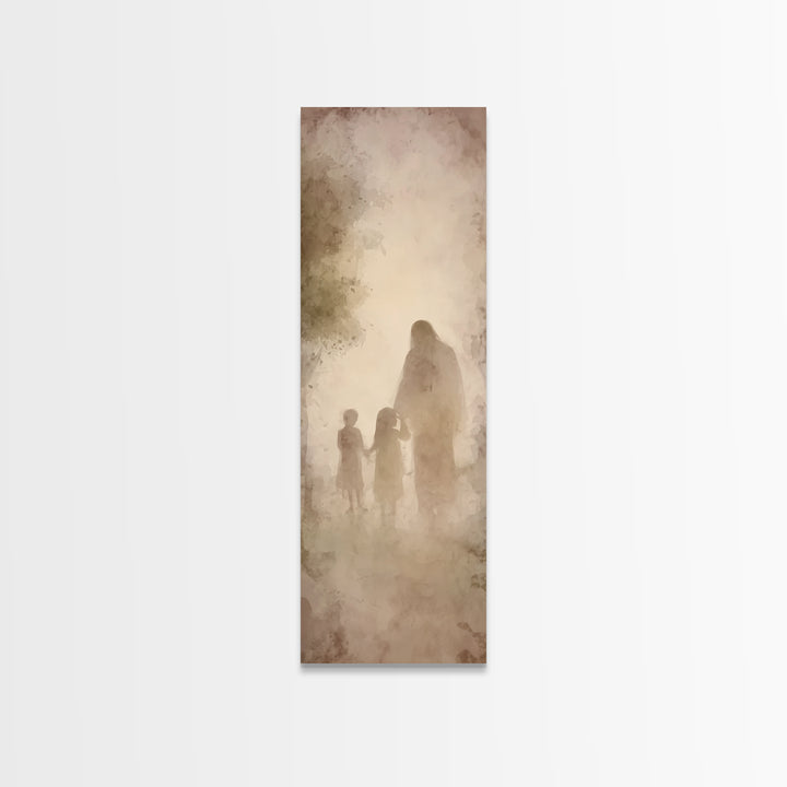 Heavenly Walk Home – Framed Canvas Print – Tall Narrow Wall Art – Christian Art – Jesus Art Print – Christian Painting – Christian Wall Art