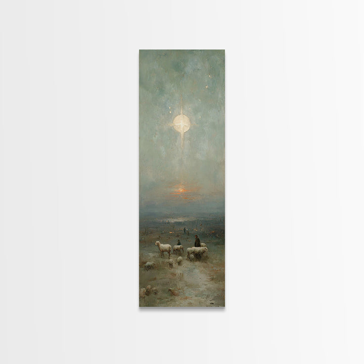 Holy Star Rising – Framed Canvas Print – Skinny Art – Christian Art Work – Christmas Canvas Wall Art – Jesus Art Print