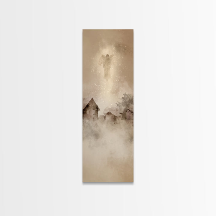 Holy Watcher – Framed Canvas Print – Christian Christmas Art – Christmas Wall Art – Narrow Art – Christian Art Canvas – Moody Christmas Art