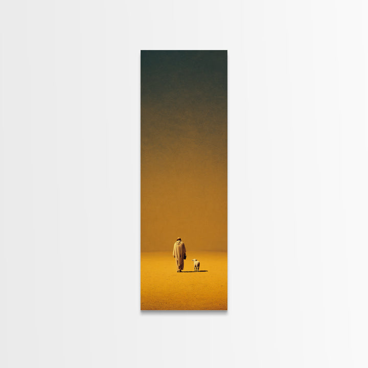 Golden Shepherd Path | Framed Canvas Print | Narrow Art | Christian Art Work | Jesus Painting | Christian Wall Art | Subtle Christian Art