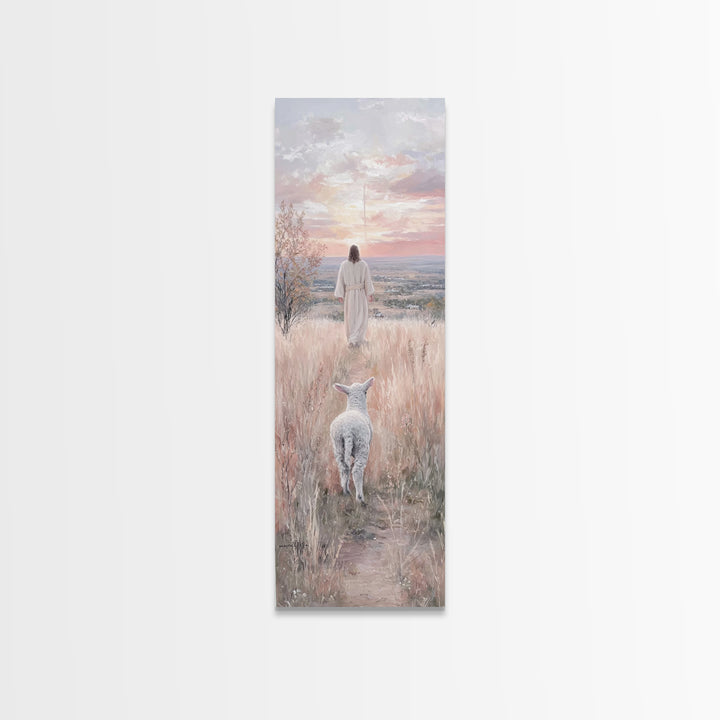 Pasture Of Mercy, Framed Canvas Print, Tall Skinny Art Print, Jesus Canvas Art, Christian Wall Art, Vintage Christian Art, Christian Gift