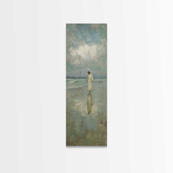 Walk of Peace – Framed Canvas Print – Jesus Painting – Christian Art – Tall Skinny Art Print – Christian Wall Art – Christmas Art