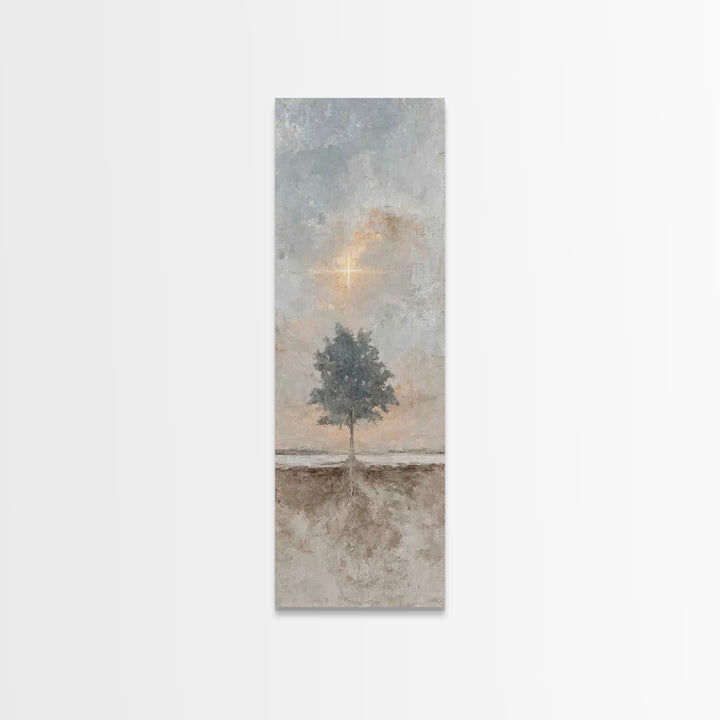 Cross Of Promise – Framed Canvas Print – Christian Art Canvas – Tall Narrow Wall Art – Christian Wall Art – Christian Christmas Art – Minim