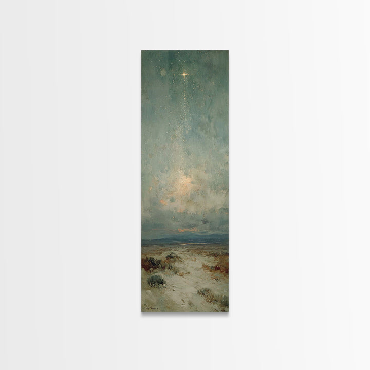 Starry Night Path – Framed Canvas Print – Narrow Art – Christian Wall Art – Christmas Art – Christian Art Canvas – Christian Christmas Deco