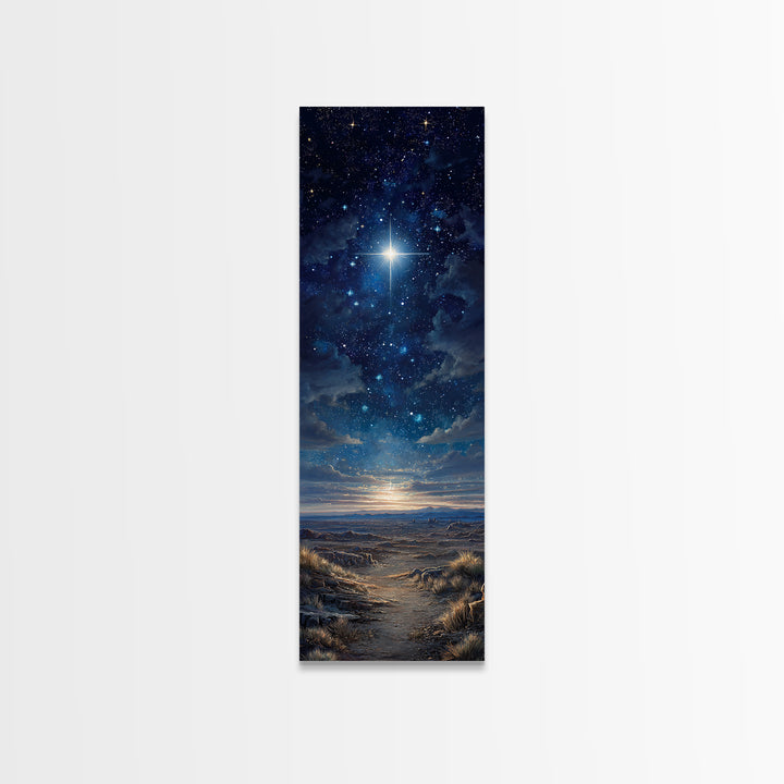 Bethlehem Night Sky – Framed Canvas Print – Tall Skinny Art Print – Christmas Art – Christian Wall Art – Christian Art Canvas – Christian C