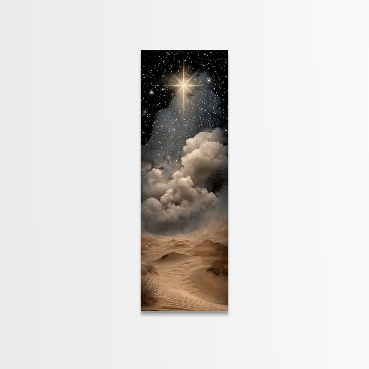 Desert Star Wonder – Framed Canvas Print – Christian Art – Narrow Art – Christian Christmas Art – Christmas Wall Art – Christian Art Canvas