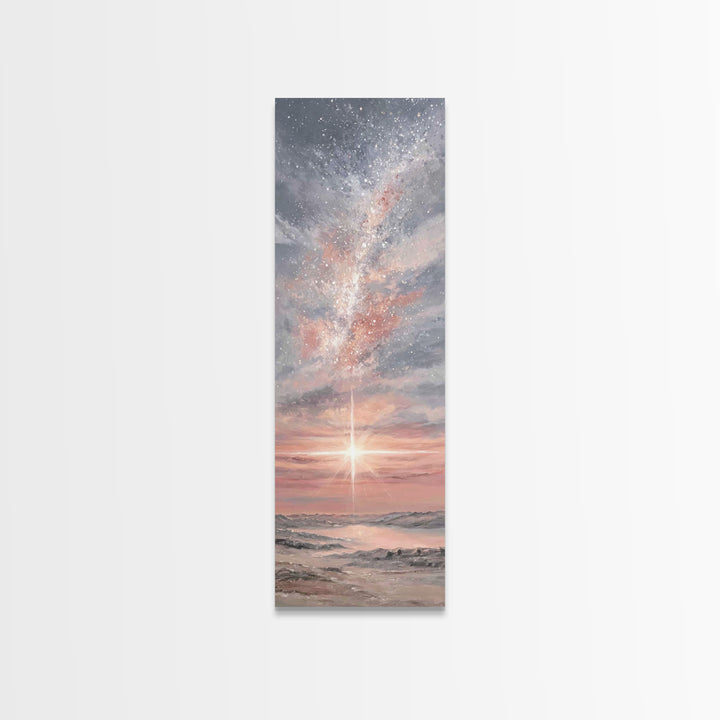 Celestial Dawn Hope – Framed Canvas Print – Skinny Art – Christian Art Canvas – Christian Wall Art – Christmas Art – Modern Christian Art