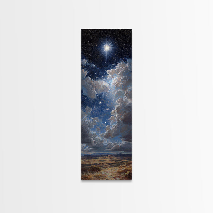 The Guiding Star – Framed Canvas Print – Christian Wall Art – Christian Art Canvas – Christmas Art – Narrow Art – Jesus Painting