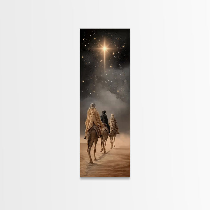 Wandering Kings Light, Framed Canvas Print, Christian Art Canvas, Christmas Art, Tall Skinny Art Print, Christian Decorations, Modern Chris