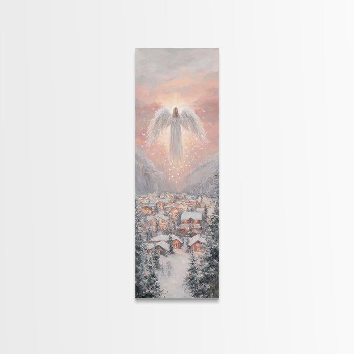 Heavenly Watch | Framed Canvas Print | Christian Wall Art | Christmas Art | Christian Art Canvas | Tall Narrow Wall Art