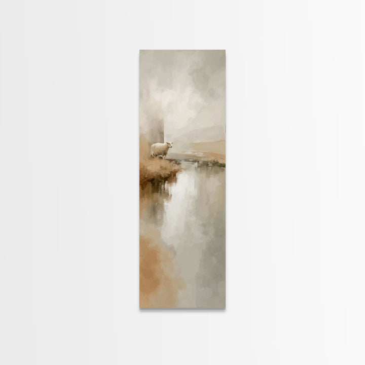 Stillwater Sheep | Framed Canvas Print | Christian Wall Art | Christian Art Canvas | Narrow Art | Christian Art Print | Unique Christian Ar