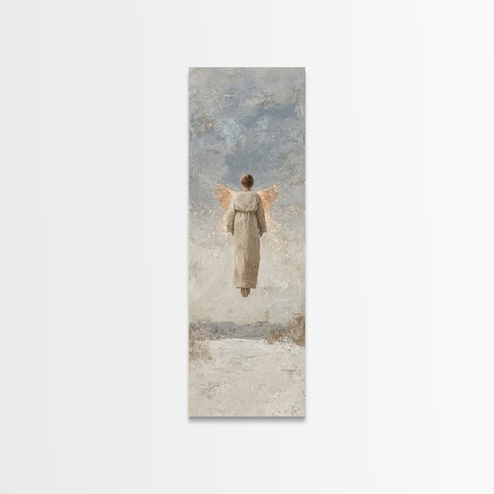 Angel Of Light | Framed Canvas Print | Christian Art Canvas | Minimalist Christian Art | Christmas Wall Art | Skinny Art