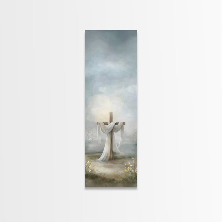 Hope Beyond The Hills, Framed Canvas Print, Narrow Art, Christian Wall Art, Christian Art Print, Christmas Art, Jesus Painting