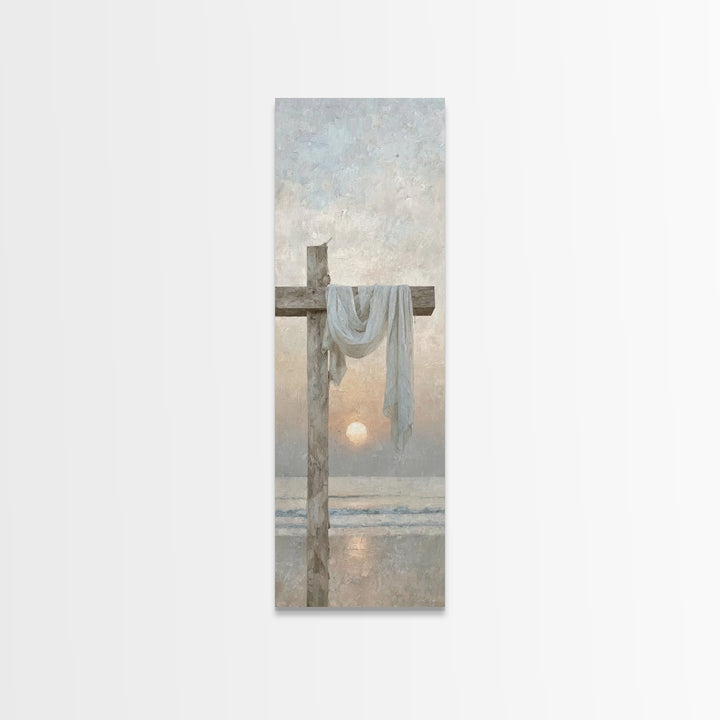 Quiet Cross Serenity – Framed Canvas Print – Tall Skinny Art Print – Christian Art Canvas – Christian Wall Art – Christmas Art – Christian