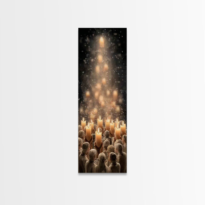 Silent Vigil | Framed Canvas Print | Christmas Art | Christian Art Canvas | Vintage Christmas Art | Tall Skinny Art Print