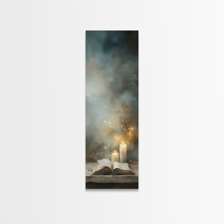 Candlelit Devotion – Framed Canvas Print – Narrow Art – Christian Art Canvas – Christian Wall Art – Christian Art Print – Christian Gift Id