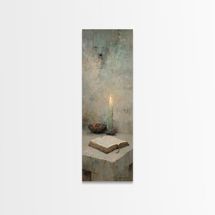 Ancient Word Flame – Framed Canvas Print – Tall Narrow Wall Art – Christian Art Print – Moody Christian Art – Christian Wall Art – Christia