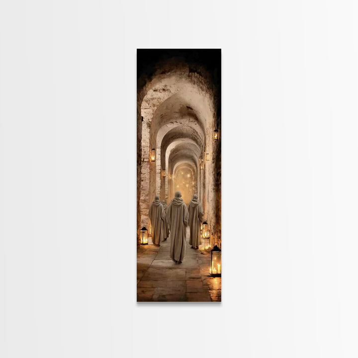 Faithful Cloister Path – Framed Canvas Print – Tall Narrow Wall Art – Christian Painting – Christian Art Print – Christian Wall Art – Uniqu