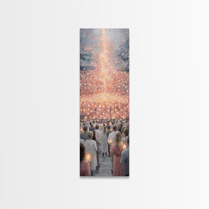 Radiant Ascent | Framed Canvas Print | Christian Art Print | Christian Christmas Art | Modern Christian Art | Tall Narrow Wall Art