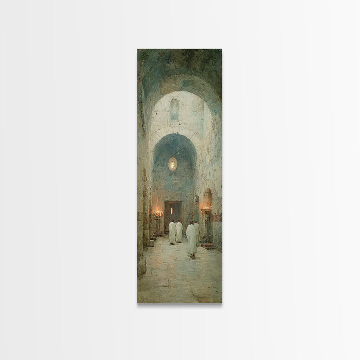 Ancient Chapel Calm – Framed Canvas Print – Narrow Art – Christian Art Print – Subtle Christian Art – Christian Wall Art – Christian Decor