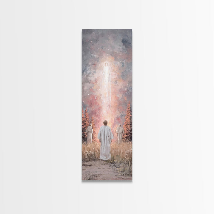 Heavenly Rising Glow – Framed Canvas Print – Tall Skinny Art Print – Christian Wall Art – Christian Art Canvas – Jesus Painting – Christian