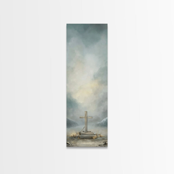 Cross Of Mercy – Framed Canvas Print – Tall Skinny Art Print – Christian Art Canvas – Christian Wall Art – Christian Art Print