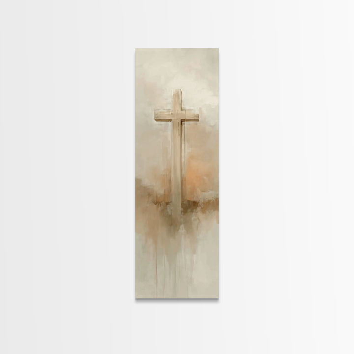Desert Cross Stillness, Framed Canvas Print, Narrow Art, Christian Art Canvas, Christian Wall Art, Christian Art Painting, Christian Decor