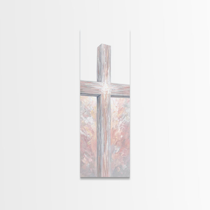 Radiant Cross Glory – Framed Canvas Print – Skinny Art – Christian Painting – Christian Art Canvas – Christian Wall Art – Christian Decor