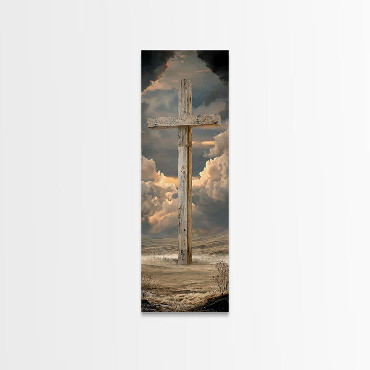 Enduring Cross Horizon | Framed Canvas Print | Narrow Art | Christian Wall Art | Christian Art Canvas | Christian Painting | Christian Gift