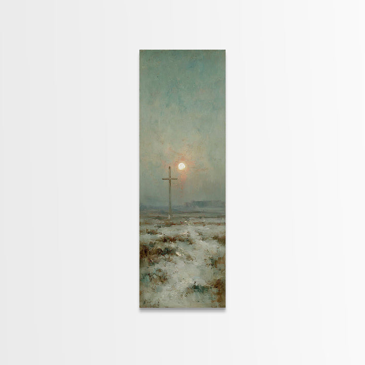 Heavenly Morning Cross – Framed Canvas Print – Christmas Art – Tall Narrow Wall Art – Christian Wall Art – Jesus Painting – Christian Art C
