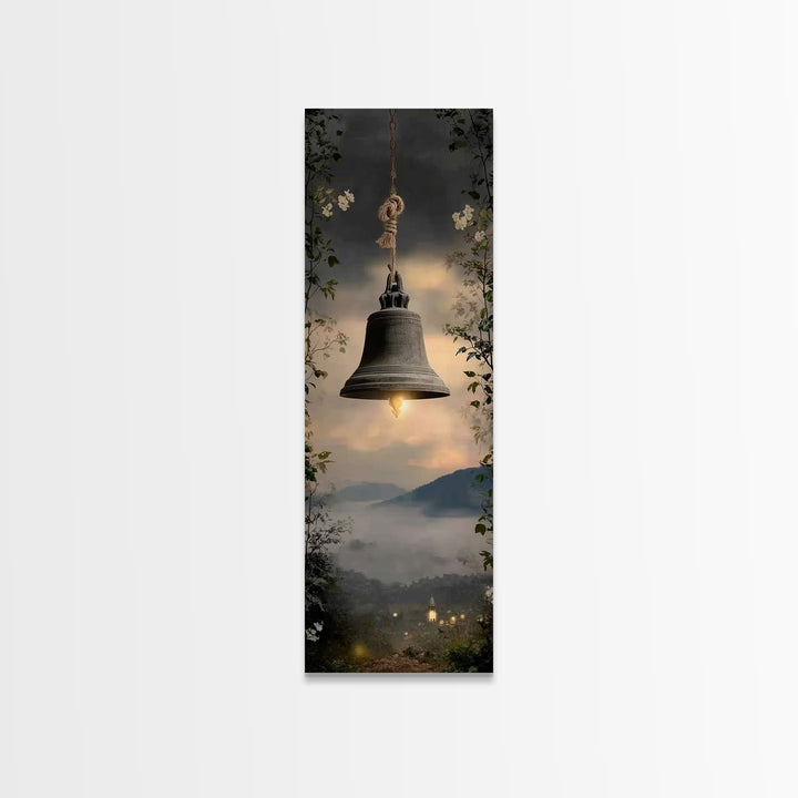 Evening Chapel Call – Framed Canvas Print – Christian Wall Art – Narrow Art – Christian Art Canvas – Christian Painting – Christian Decor