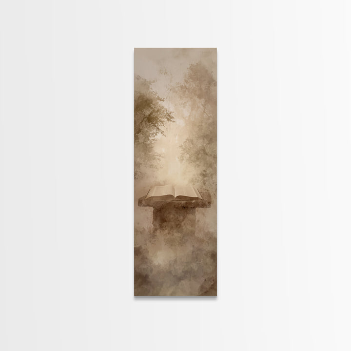 Forest Prayer Table – Framed Canvas Print – Christian Wall Art – Christian Painting – Skinny Art – Christian Art Canvas – Christian Decor