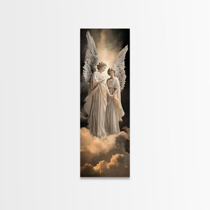 Angels Of Mercy – Framed Canvas Print | Christian Art Canvas | Christian Wall Art | Narrow Art | Christian Christmas Art | Christian Gift I