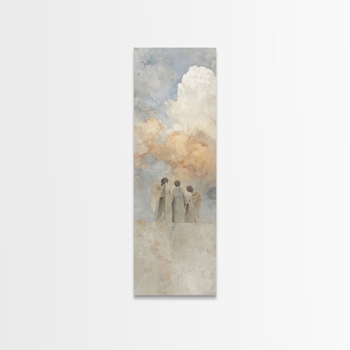 Angels In Prayer – Framed Canvas Print, Christian Wall Art, Christian Art Canvas, Narrow Art, Christian Christmas Art, Christian Gift Ideas