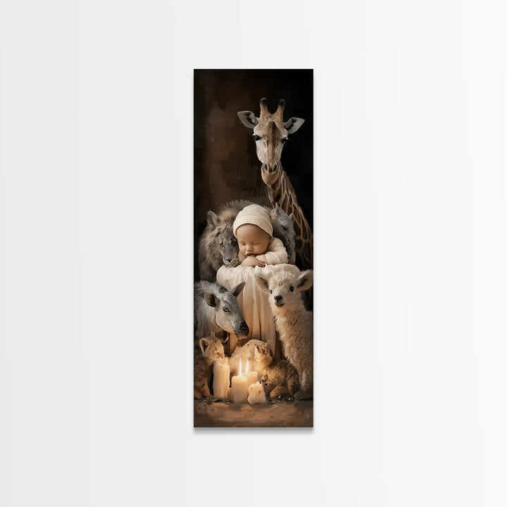 Gentle Kingdom Watch – Framed Canvas Print – Christian Christmas Art – Christian Wall Art – Tall Skinny Art Print – Jesus Art Print – Chris
