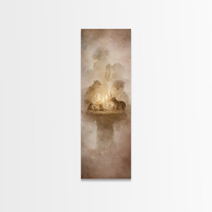 Bethlehem Candle Peace – Framed Canvas Print – Christian Art – Christmas Canvas Wall Art – Skinny Art – Christian Decorations – Jesus Paint
