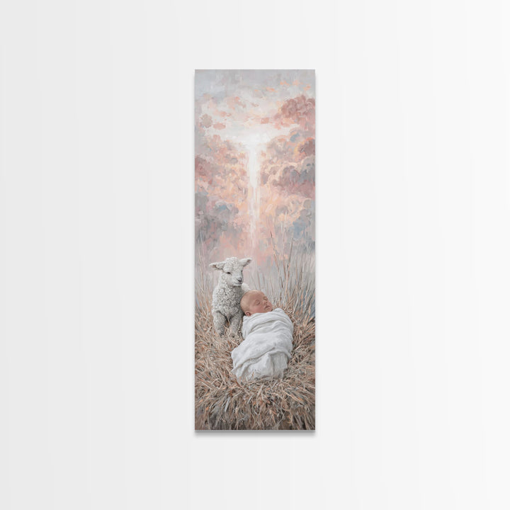 Dawn Of Grace | Framed Canvas Print | Christian Art Canvas | Christmas Art | Tall Skinny Art Print | Jesus Painting | Christian Wall Art