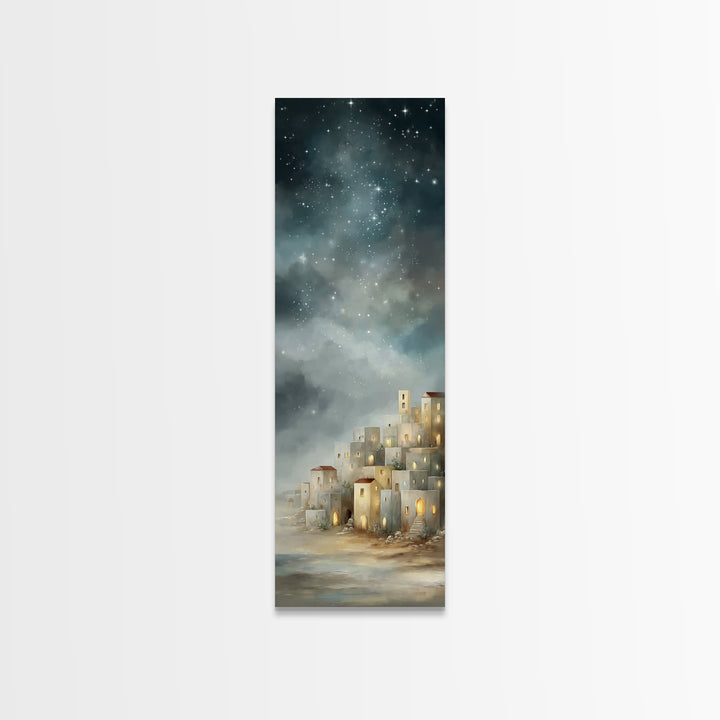 Holy City Glow – Framed Canvas Print – Tall Skinny Art Print – Christian Christmas Art – Christian Art Canvas – Christian Wall Art – Christ
