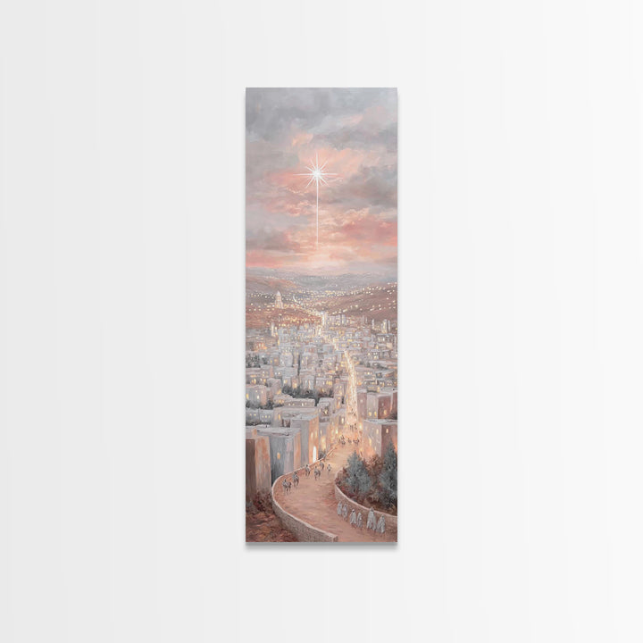 Pilgrims of Promise – Framed Canvas Print – Narrow Art – Christian Art Canvas – Christmas Art – Christian Wall Art – Christian Christmas –
