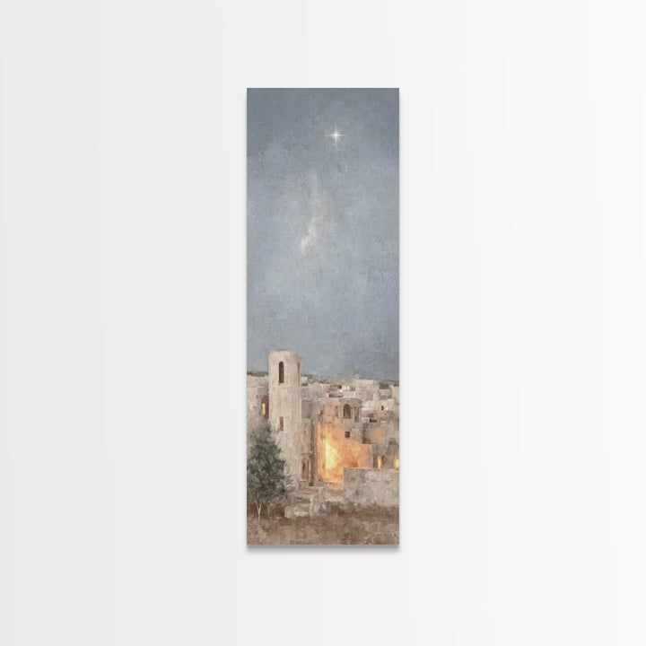Night of Wonder – Framed Canvas Print – Tall Narrow Wall Art – Christian Christmas Art – Christian Wall Art – Christian Art Canvas – Christ
