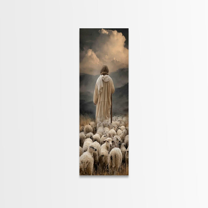 Shepherd Of Peace – Framed Canvas Print – Christian Wall Art – Jesus Painting – Christian Art Canvas – Narrow Art – Christian Art