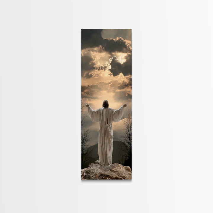 Radiant Summit Grace – Framed Canvas Print – Christian Wall Art – Jesus Painting – Tall Narrow Wall Art – Christian Art Canvas – Christmas