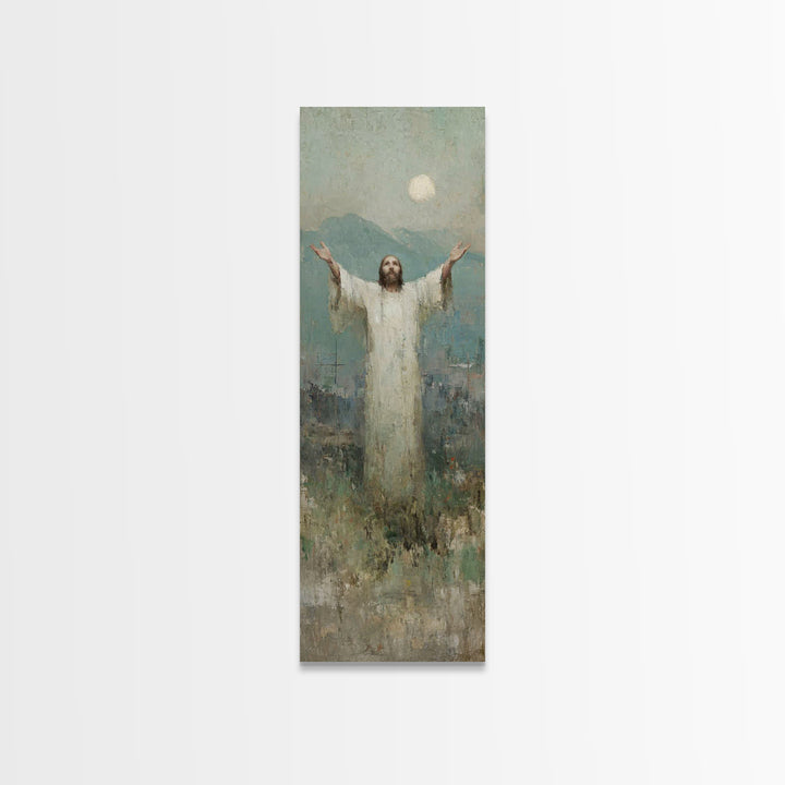 Light of Salvation Grace – Framed Canvas Print – Christian Christmas Art – Jesus Painting – Christian Wall Art – Tall Narrow Wall Art – Chr