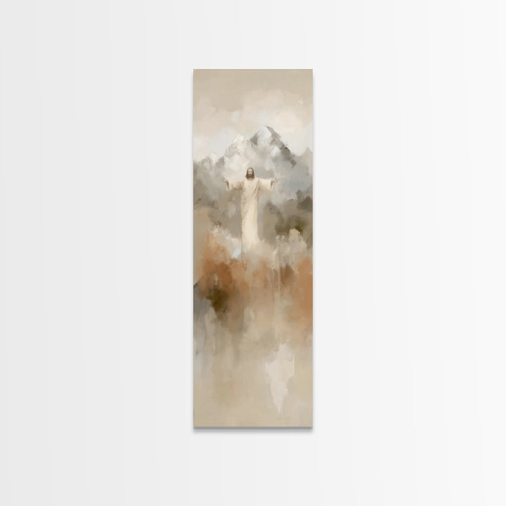 Sacred Misty Dawn | Framed Canvas Print | Jesus Painting | Christian Art Canvas | Christian Wall Art | Skinny Art | Christian Christmas Art