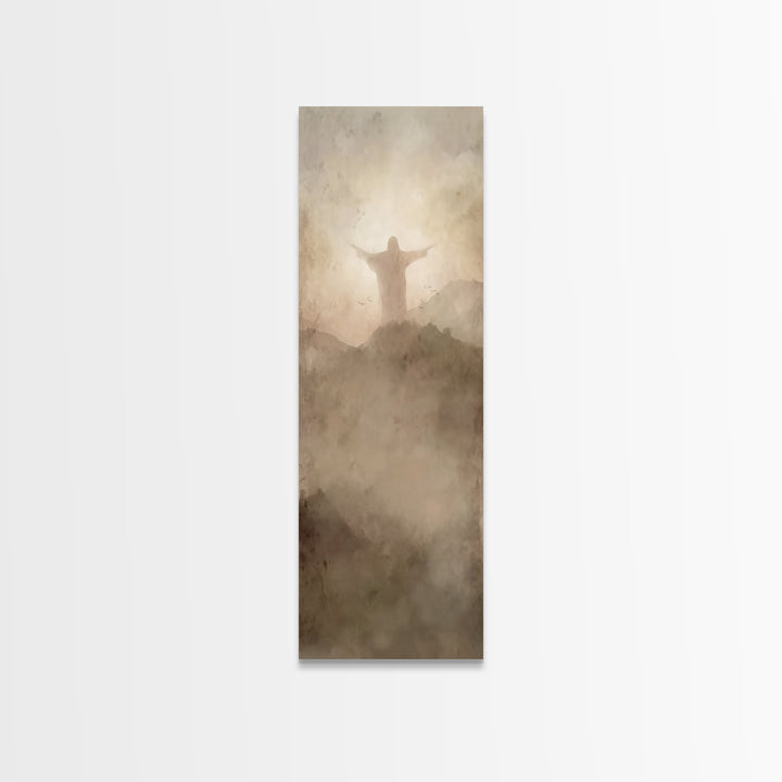 Shepherd’s Quiet Path – Framed Canvas Print – Christian Art Canvas – Jesus Painting – Christian Wall Art – Tall Skinny Art Print – Christma