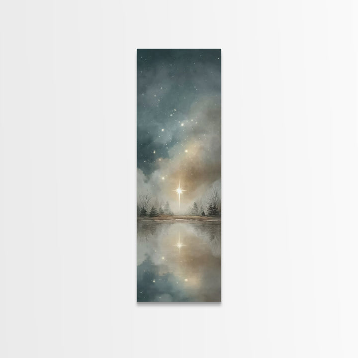 Guiding Star Lake – Framed Canvas Print – Christian Art Canvas – Christmas Art Prints – Christian Art – Tall Skinny Art Print